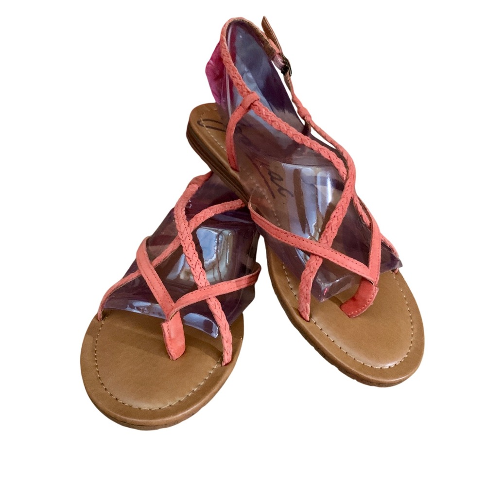 Zodiac Coral Strappy Thong Sandals Boho Flat Lace‎ Detail Size 8